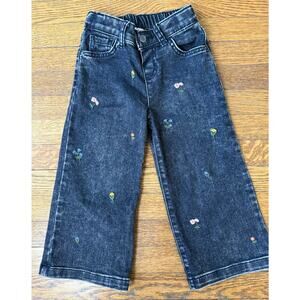 Cat & Jack Girls' Embroidered Black Flare Jeans Size 3